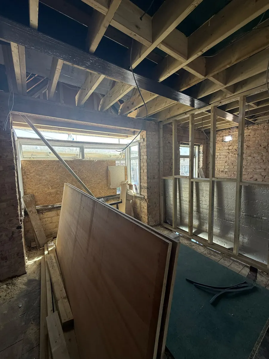 New timber stud walls going up, with insulation fitted between studs